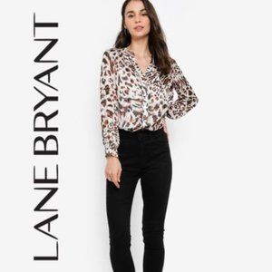 LANE BRYANT V-NECK ANIMAL PRINT BLOUSE